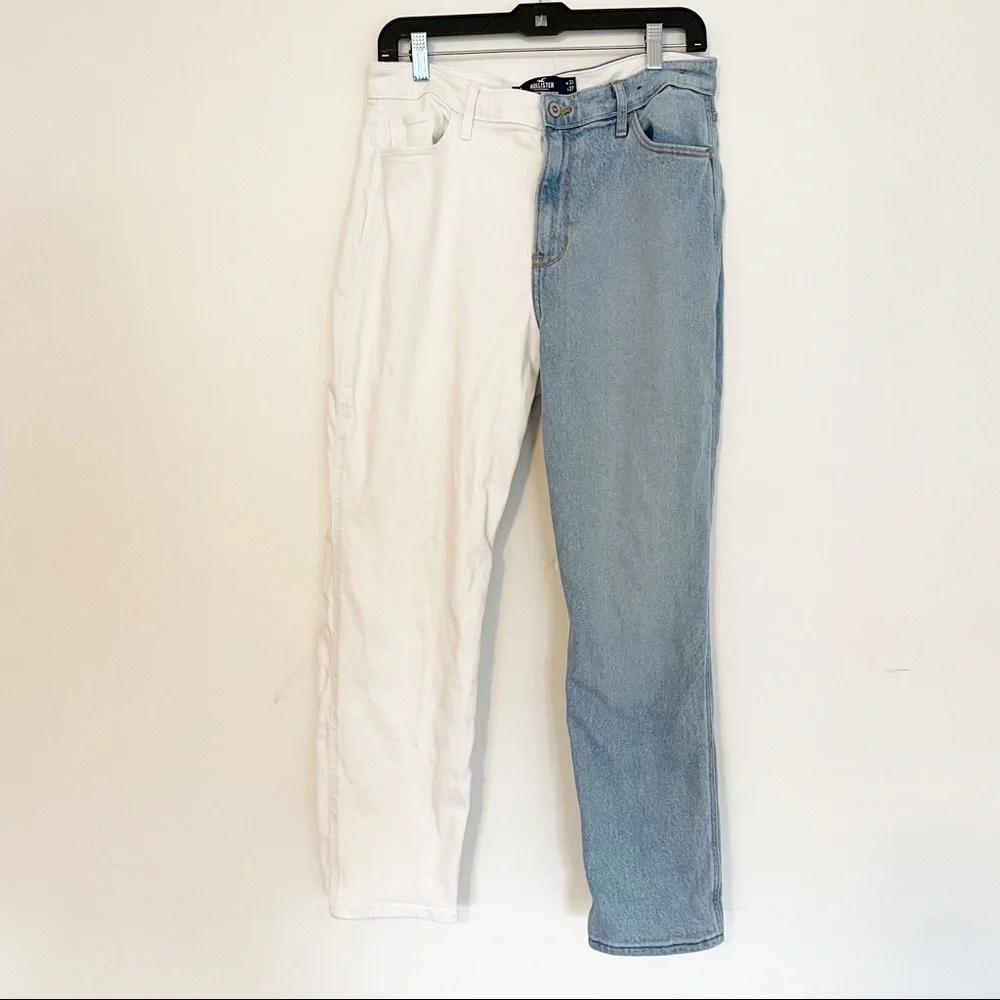 Hollister Ultra High Rise Mom Jeans Two Tone size 13 - Picture 1 of 7